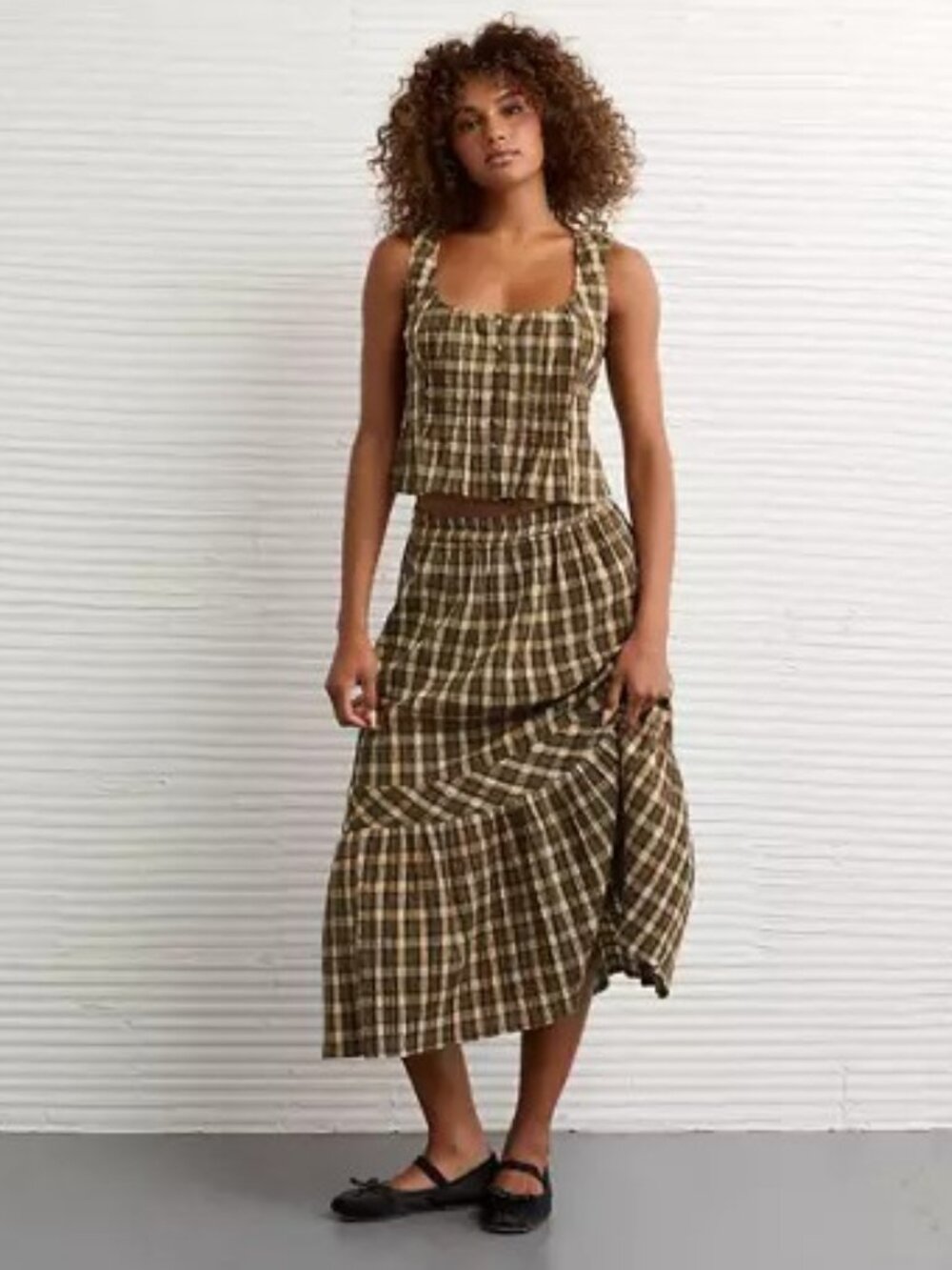 American Eagle Plaid Maxi Skirt